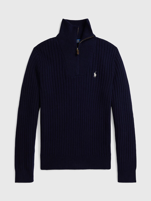 Wool and cotton sweater with logo - 1