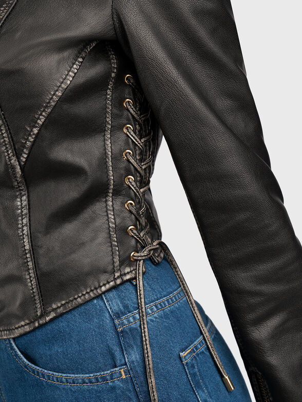 Leather biker jacket - 4