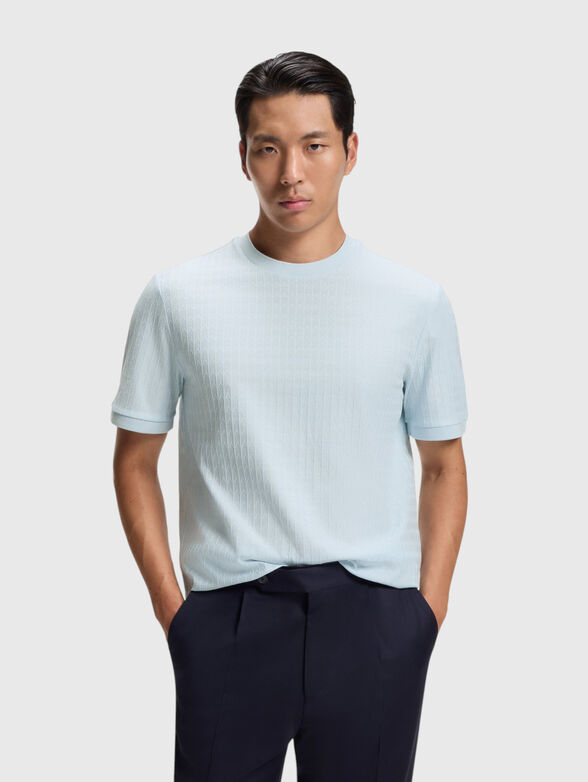 Cotton T-shirt with a geometric jacquard print - 1