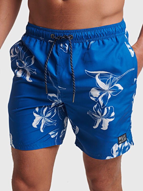 VINTAGE HAWAIIAN beach shorts with floral print - 1