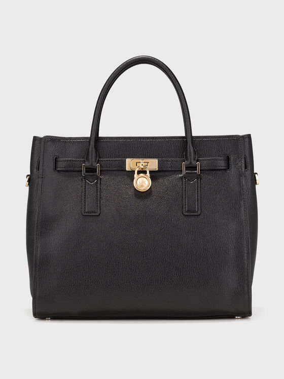 Чанта от естествена кожа с лого детайл - 1