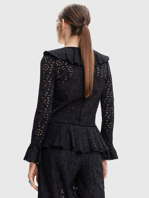 LORNA long sleeve black blouse with art details - 3