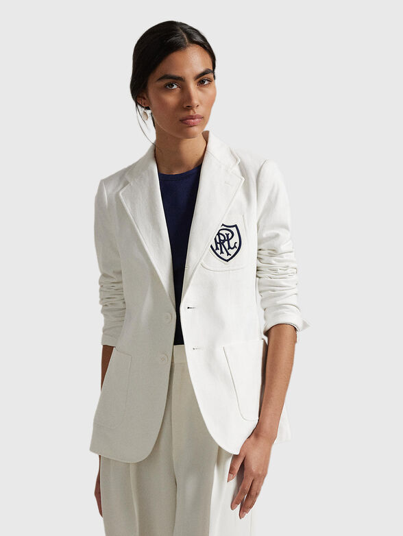 White jacket with logo embroidery - 1