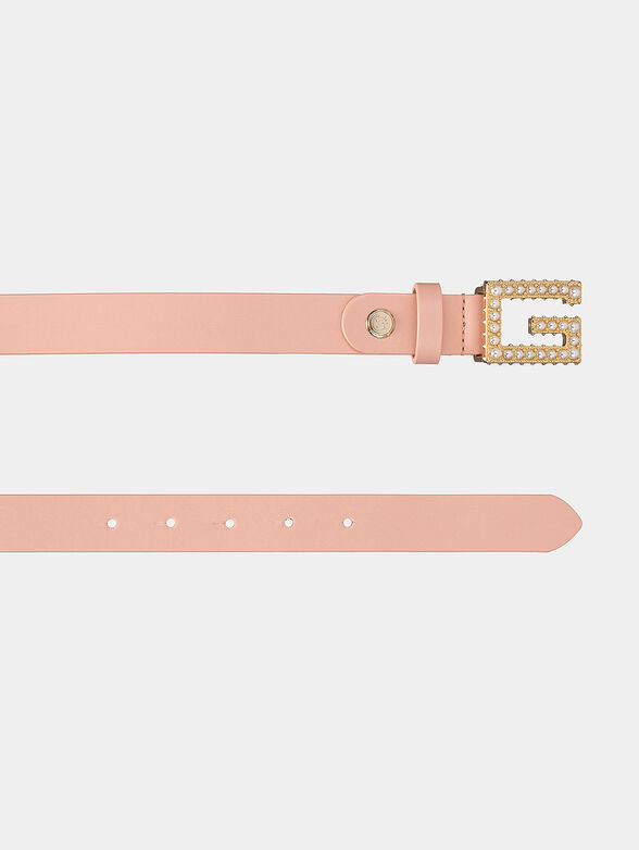 Black eco leather belt with logo buckle - 2