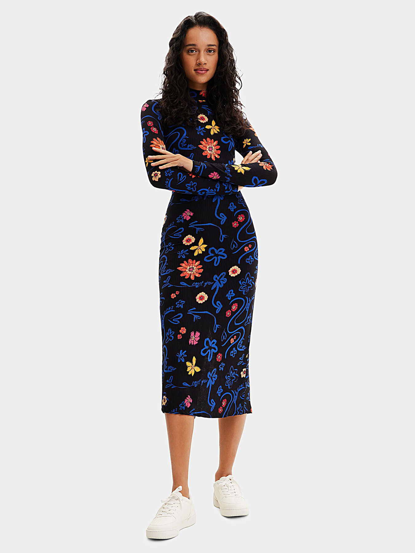 LILA turtleneck dress with floral print brand DESIGUAL Globalbrandsstore en