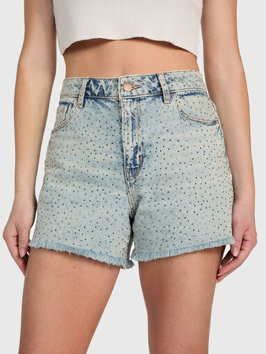 Denim trousers with rhinestones - 3