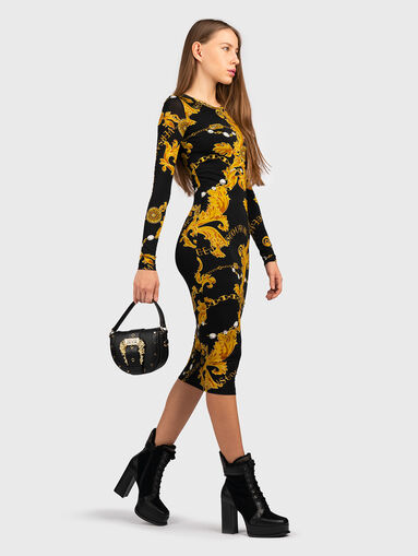 Black midi dress with baroque print  - 5