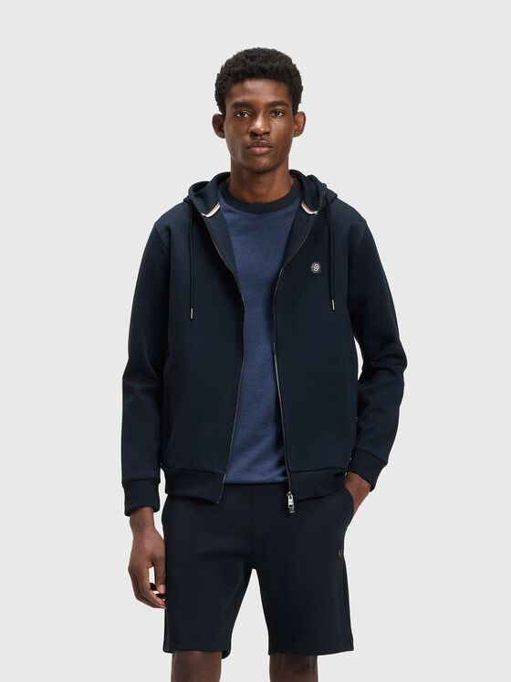 Cotton sweatshirt with hood in black - 1