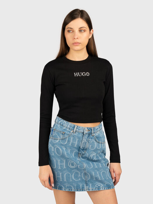 Long sleeved blouse with accent logo