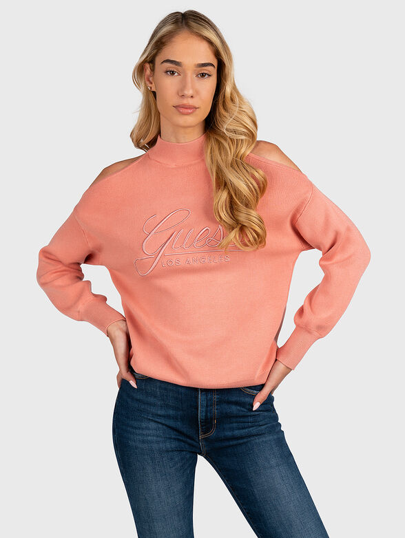 SARAH cutt-off shoulder sweater with logo embroidery - 1