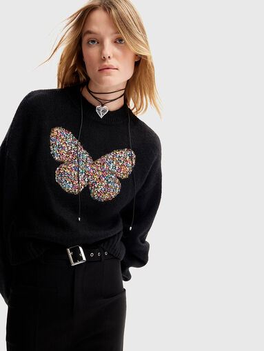 Wool blend sweater with contrast detail - 4