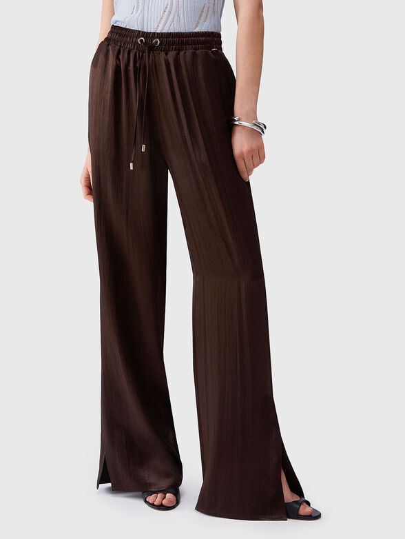 Satin trousers with slits - 1