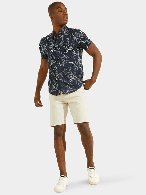 Dark blue shirt with floral motifs - 2