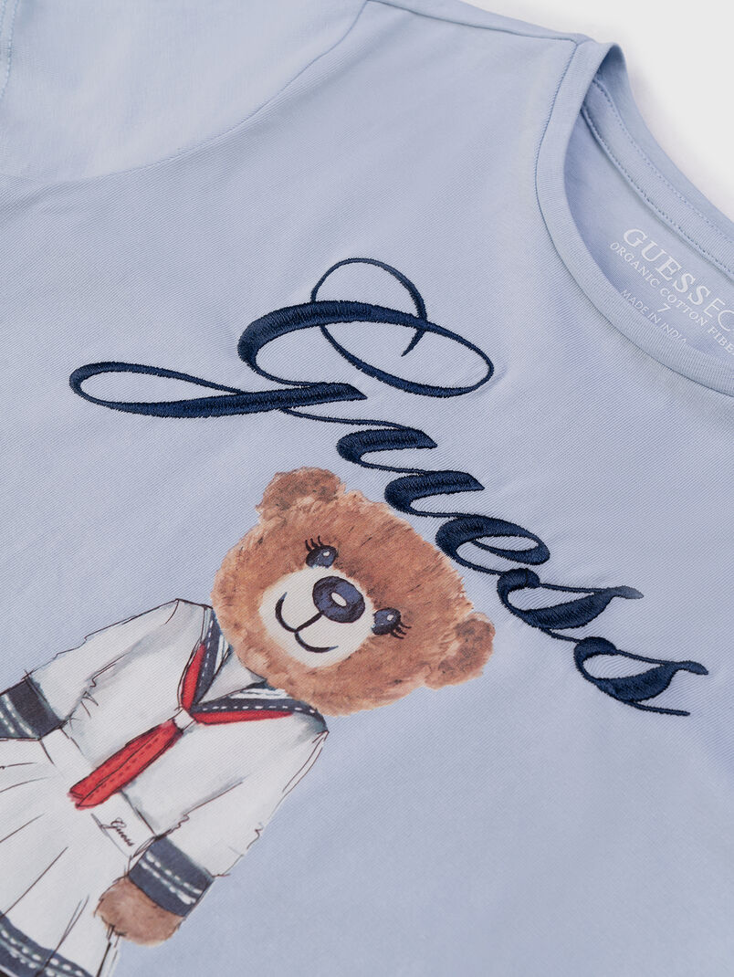 Blue T-shirt with print - 3