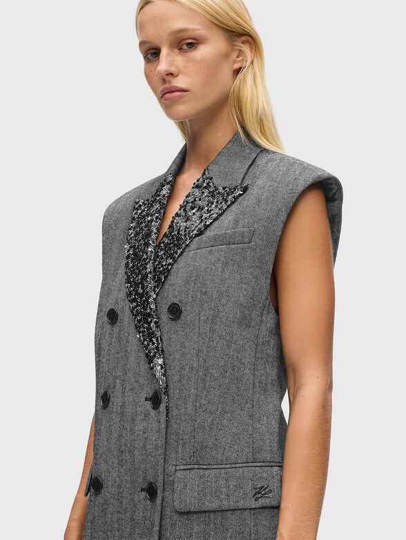 Sequin lapel tweed vest - 4