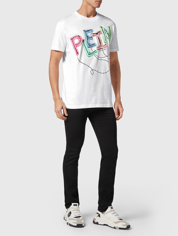 Black T-shirt with multicolour logo print - 4