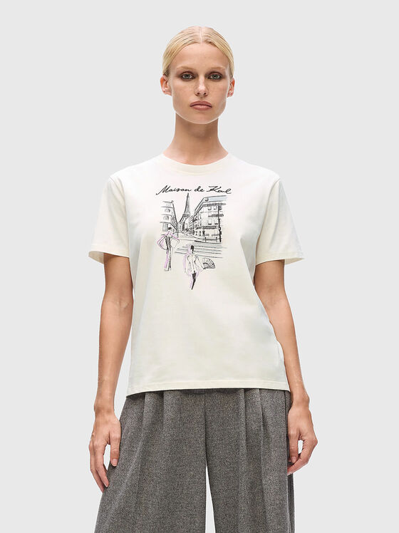 Black organic cotton T-shirt with print - 1