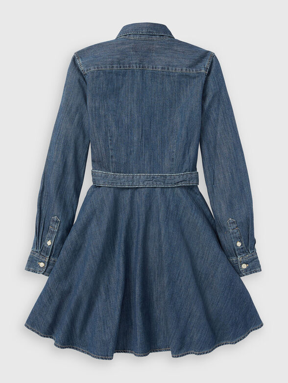 Denim dress with belt and embroidered logo - 2