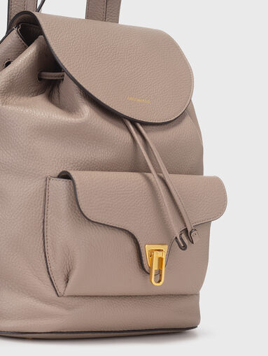 Leather backpack with metal accent - 4