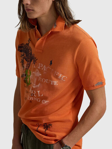 Cotton polo shirt with print - 3