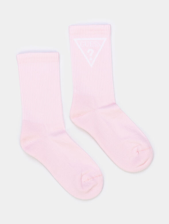 Pink socks with contrasting logo - 1