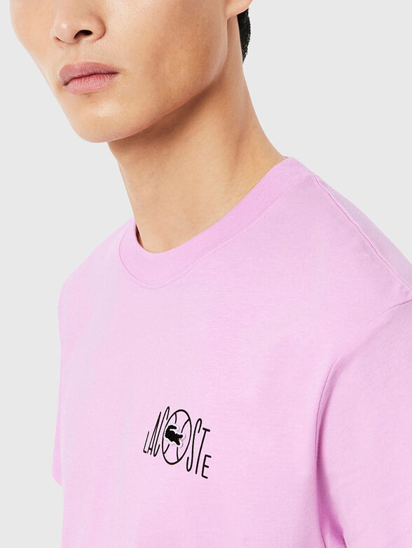 Cotton T-shirt with a contrasting print on the back - 3