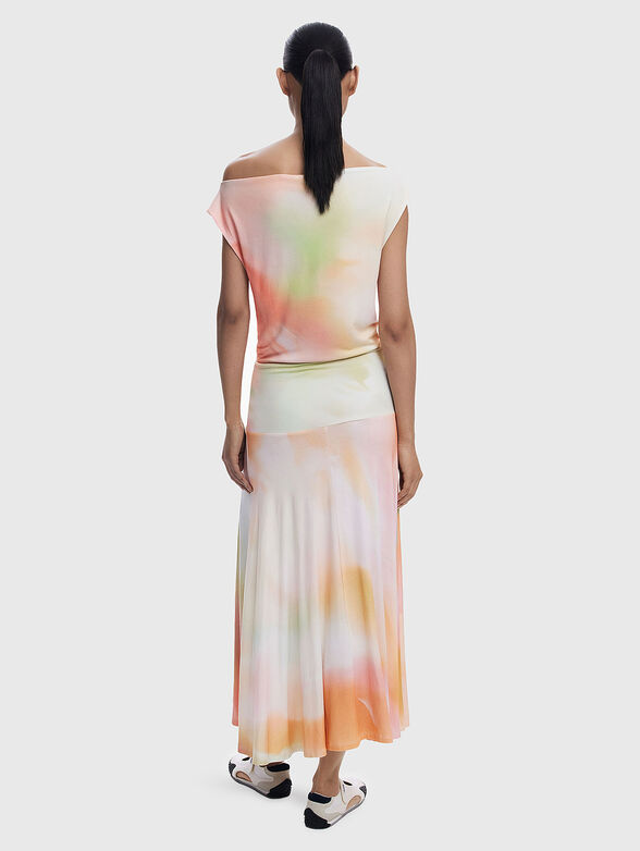 Midi dress with dropped shoulder and print - 2