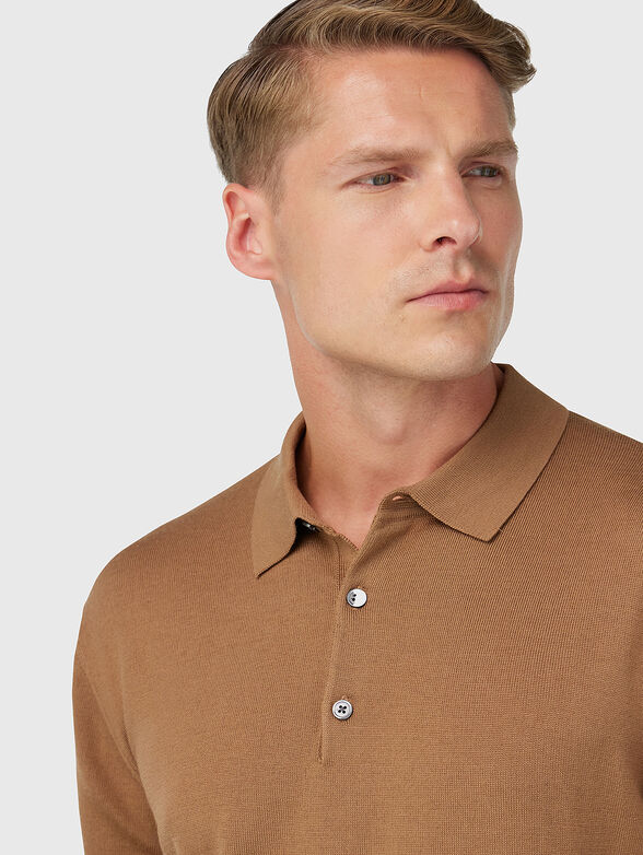 Wool polo shirt with long sleeves  - 4