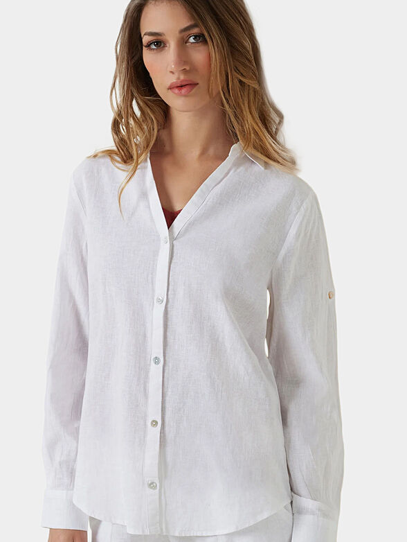White linen blend shirt - 1