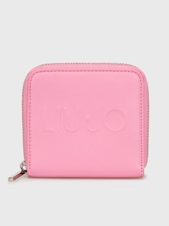 Малко портмоне с релефно лого в розов цвят - 1