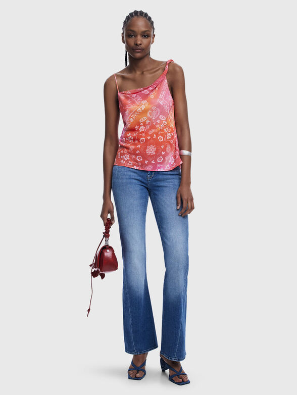 Top with accent strap and print - 2