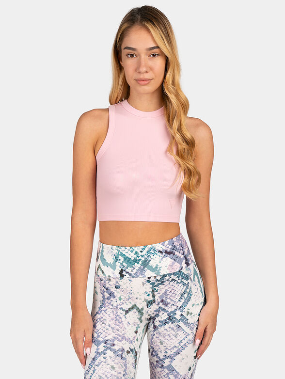 EDIE pink sports top with delicate logo detail - 1