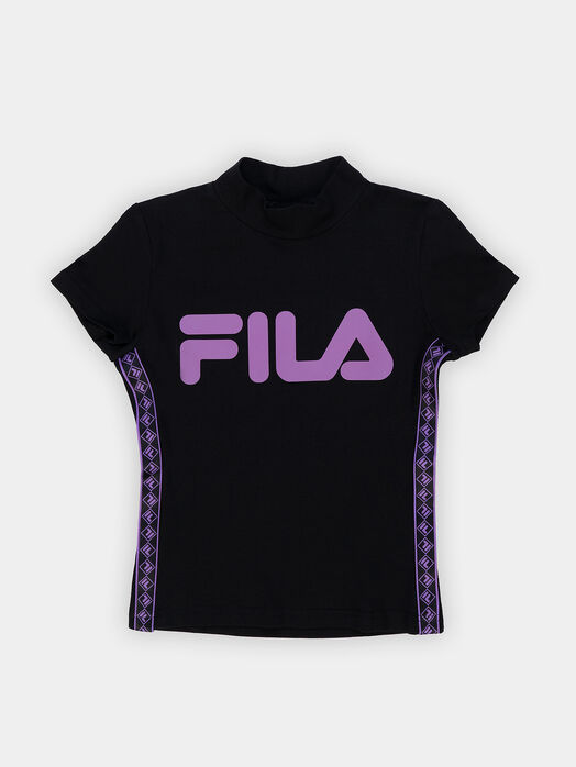 STELLA Black t-shirt with purple logo details