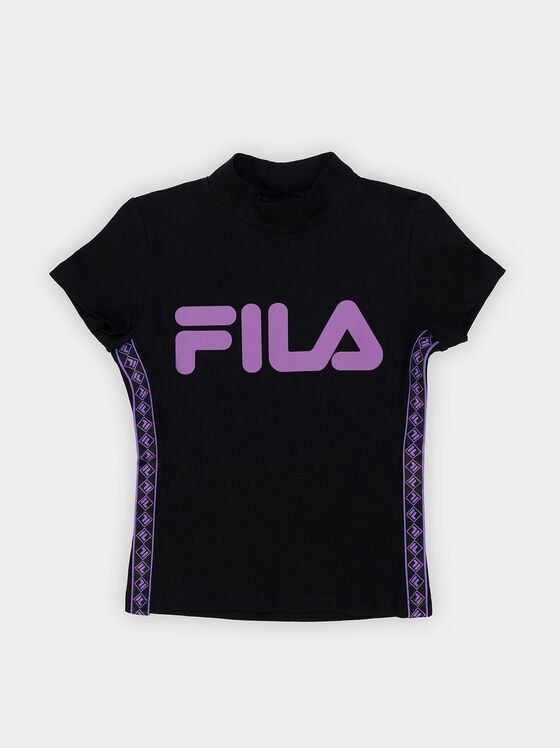 Черен т-шърт STELLA с лилави лого детайли - 1