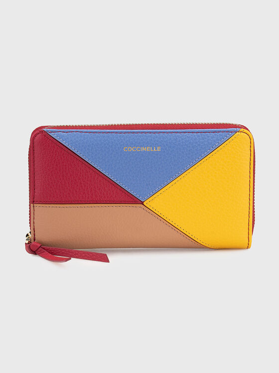 Leather wallet with color-block effect - 1