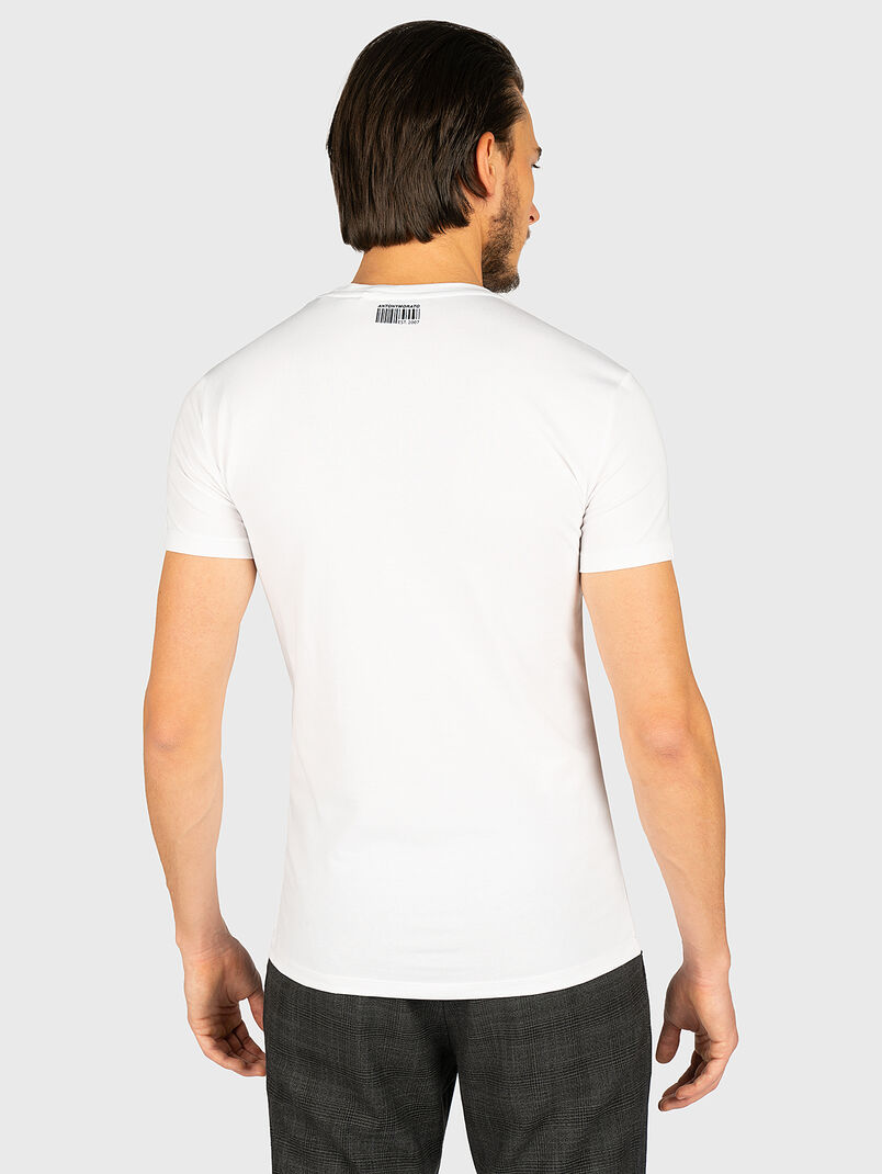 White cotton t-shirt with print - 3