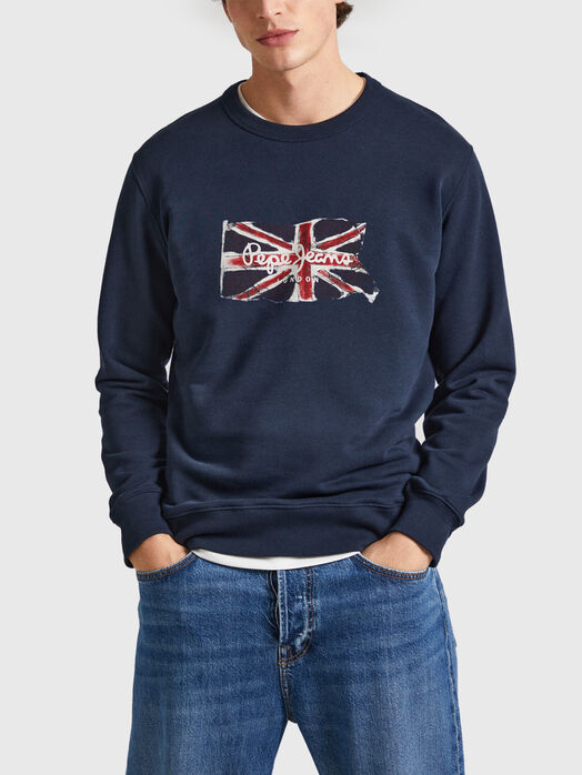 RUWAN dark blue sweatshirt with a print