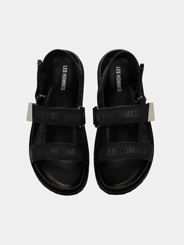 Les Hommes Leather & Elastic Strap Sandal, EU40.5 Leather sandals with elastic branded straps brand LES HOMMES  main image 4