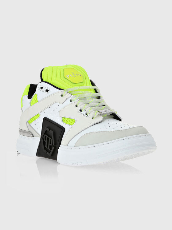 Leather sports shoes with blue accents - 2