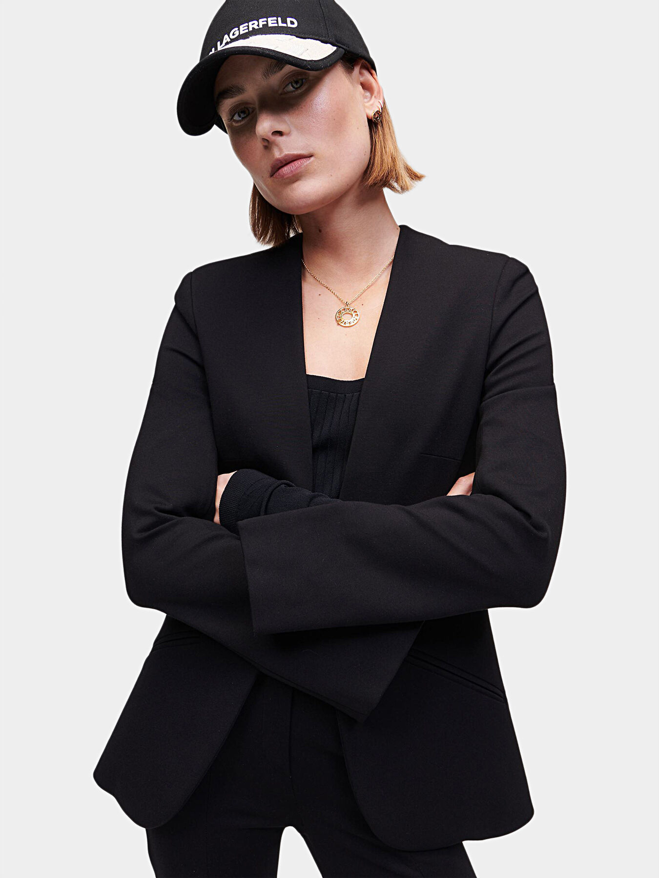 Black blazer with logo tape on the back brand Karl Lagerfeld
