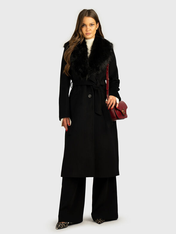 Wool coat with accent collar - 2