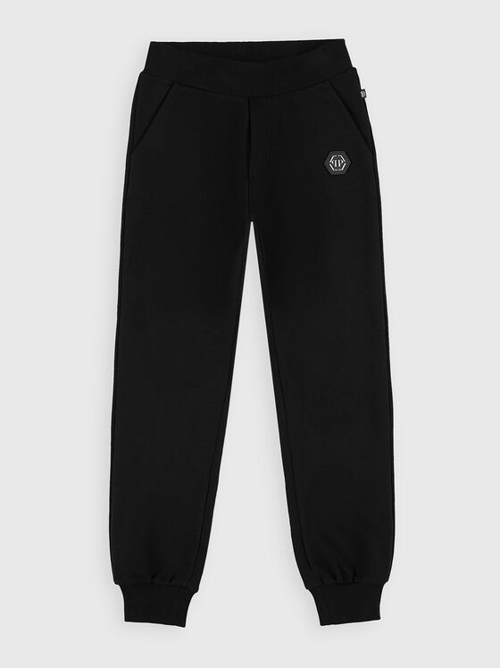 Sports trousers with print with rhinestones - 1
