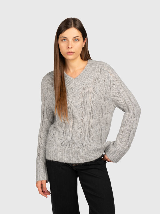 Плетен пуловер от вълнен бленд - 1