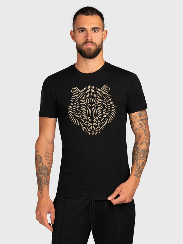 Black T-shirt with contrast print - 1