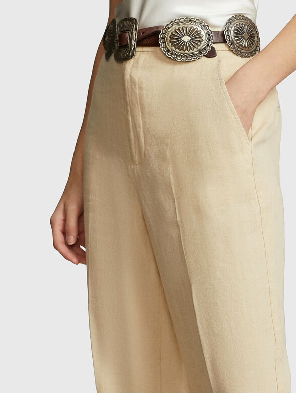 Linen trousers in ecru colour - 3