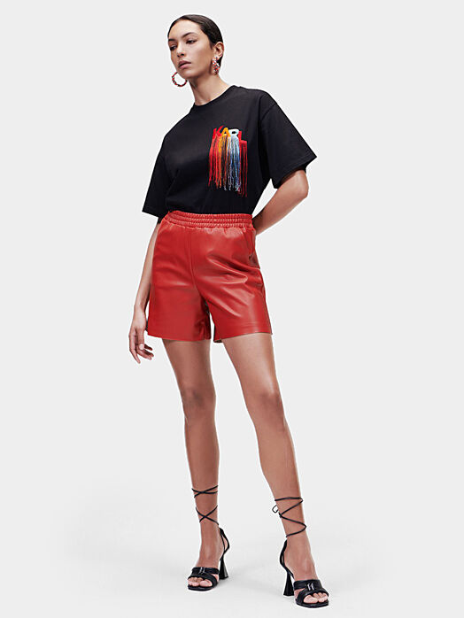 Black eco-leather short pants