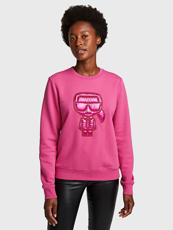 Cotton sweatshirt with textured logo - 1