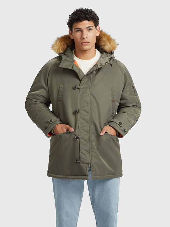 Black padded parka with hood - 1