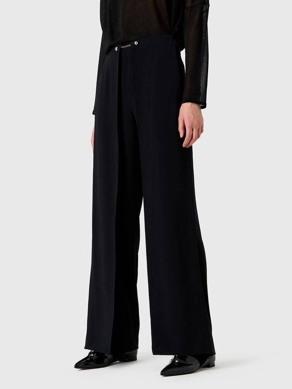 Pants with wide legs and waist accent - 1