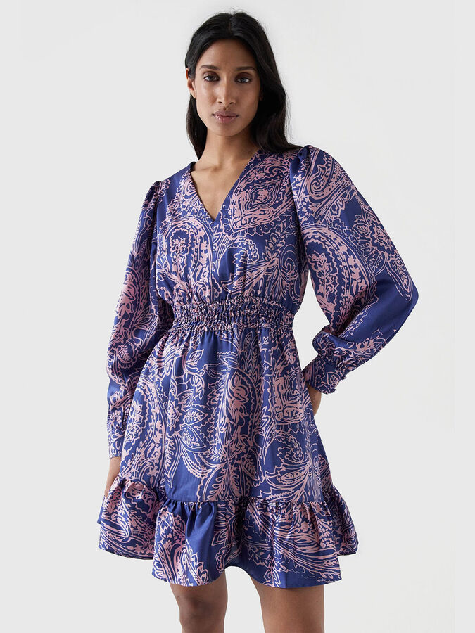 Dress with elastic waistband and accent print brand Salsa 